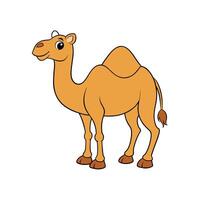 Cartoon camel illustration side view featuring outline style vector