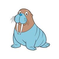 Cartoon walrus illustration with large tusks and friendly expression vector