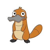 Cute cartoon platypus character standing on white background illustration vector
