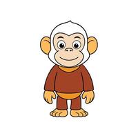 Cartoon monkey standing upright in simple graphic style illustration vector