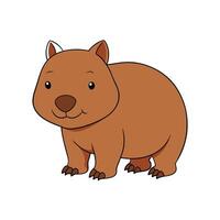 Charming wombat cartoon illustration, featuring a simple, friendly style. The wombat is standing with a cheerful expression, showcasing its adorable features. vector