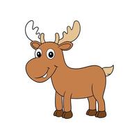 Cartoon moose illustration stands isolated against white background vector