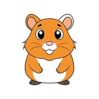 Cartoon hamster illustration with big eyes on white background vector