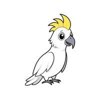 Cartoon cockatoo with bright yellow crest on white background vector