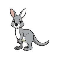 Cartoonstyle gray kangaroo with black outline on white background vector