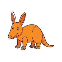 Cheerful cartoon aardvark illustration with bold outlines, isolated vector