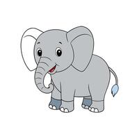 Cute cartoon elephant standing isolated on a white background vector