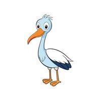 Cartoon Stork Character with Orange Beak and Light Blue Feathers vector