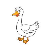 Cartoon White Goose Illustration Standing on White Background vector