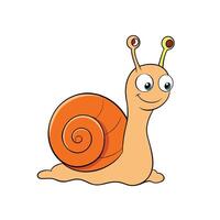 Cartoon snail illustration with friendly face on white background vector