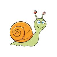 Cheerful cartoon snail character with a spiral shell design vector