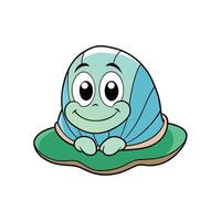Cartoon character on a pond lily with big eyes vector