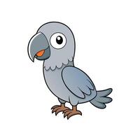 Cartoon gray parrot illustration with cute expression design vector