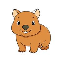 Cartoon wombat illustration with happy expression and thick outline vector