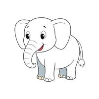 Cute cartoon elephant illustration with happy smile expression vector