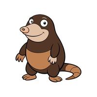 Cute cartoon mole character standing upright, smiling, looking ahead vector