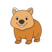 Cartoon wombat illustration with friendly smile against white backdrop vector