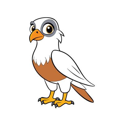 Stylized Cartoon Eagle Mascot Character on White Background