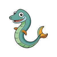 Cartoon sea serpent with friendly smile on white background vector