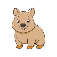 Cartoon wombat with friendly expression on white background vector