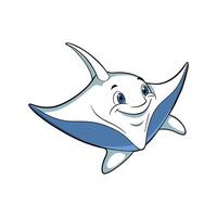 Cartoon manta ray character smiling on a white background vector