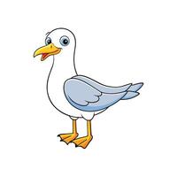 Cartoon seagull standing with a friendly expression illustration vector