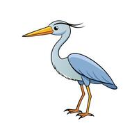 Cartoon Heron Standing Tall with Graceful Neck Illustration vector