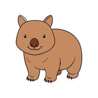 Cartoon wombat illustration, cute marsupial on a white background vector