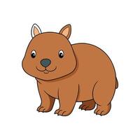 Cartoon wombat illustration standing with happy expression on white vector
