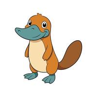Cartoon Platypus standing, full body isolated on white background vector