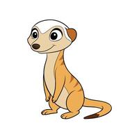 Cartoon meerkat sitting attentively with playful expression isolated vector