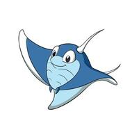 Cartoon stingray with happy expression swimming upwards smoothly graphic vector
