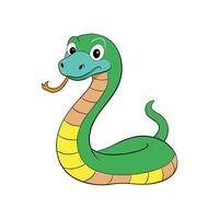 Cartoon snake illustration with funny face on white background vector