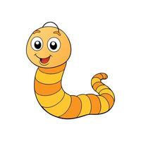 Cute cartoon worm character with happy smile illustration vector