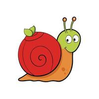 Cartoon snail illustration with a bright red and green shell vector