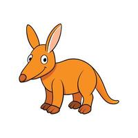Friendly cartoon aardvark character standing on a white background vector