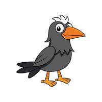 Cartoon gray crow illustration on white background for web vector