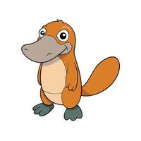 Cartoon platypus character illustration standing on white background vector