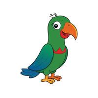 Friendly cartoon parrot illustration with playful expression on white vector
