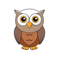Cartoon owl with large eyes isolated on white background vector