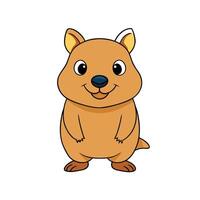 Isolated cartoon style illustration of a smiling quokka on white background. vector