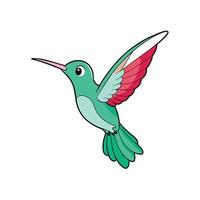 Cartoon hummingbird flying with colorful wings on white background vector