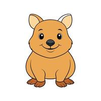 Cartoon quokka illustration smiling with happy expression on white vector