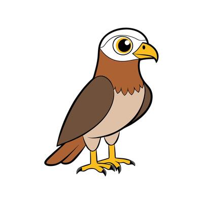 Cartoon hawk illustration standing isolated on white background