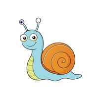Cartoon snail illustration with friendly face and orange shell vector