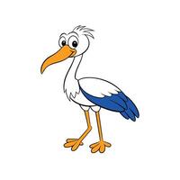 Cartoon stork character standing in simple graphic illustration vector