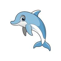 Cheerful cartoon dolphin with playful expression in midjump vector
