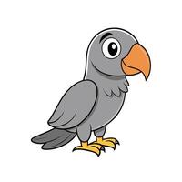 Cartoon parrot with gray feathers and orange beak standing vector
