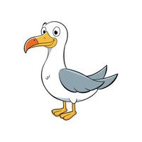 Happy Cartoon Seagull Standing Against A White Background vector