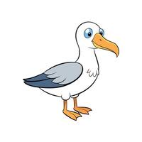 Cartoon seagull illustration with cute design on white background vector